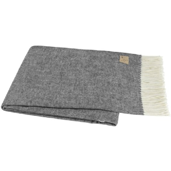 Italian Herringbone Throw - Graphite - Boutique Marie Dumas