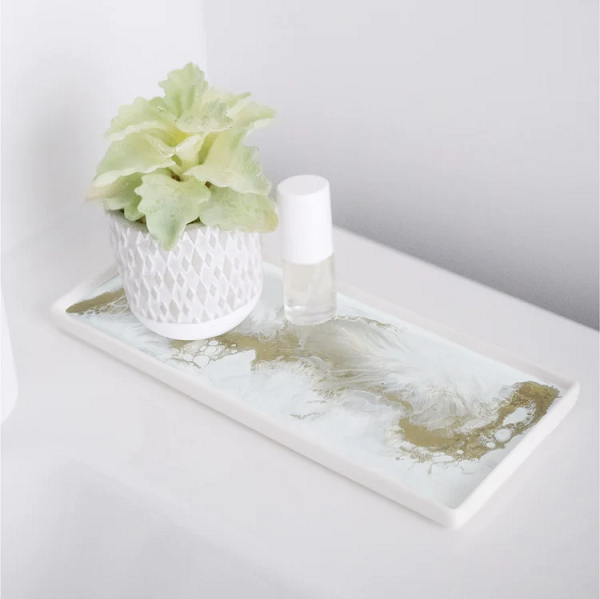 Large Gold Quartz Ceramic Tray
