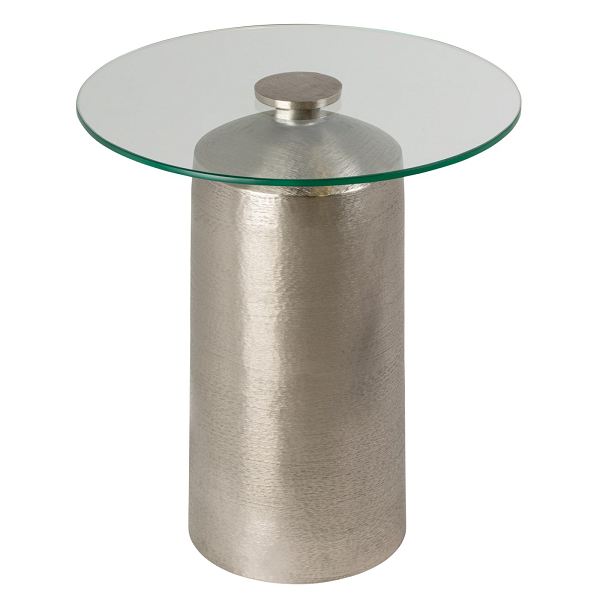 Aluminum Base Side Table with Glass Top