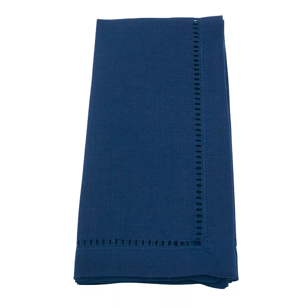 Navy Hemstitched Dinner Napkin