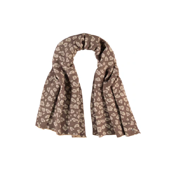 Cashmink Pleated Leopard Print Scarf Black