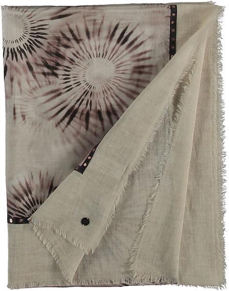 Silk Patterned Beige Scarf