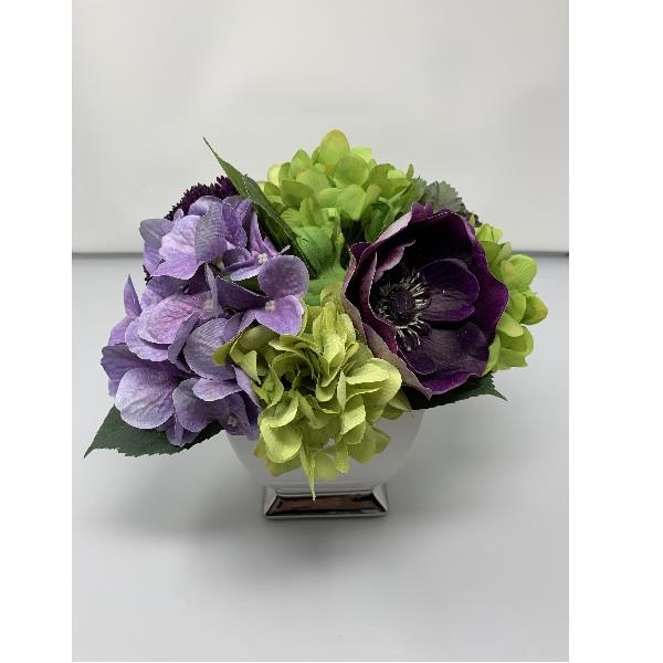 Purple Anemone Arrangement - White Vase