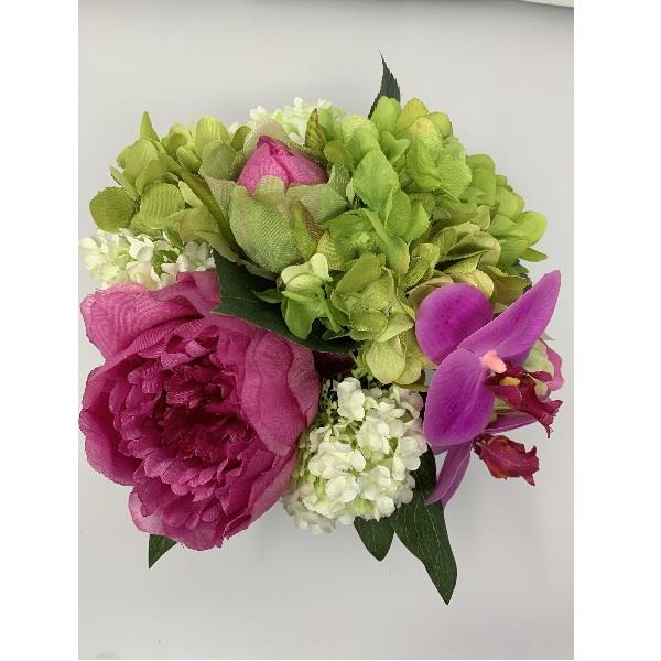 Pink and Green Arrangement - White Vase