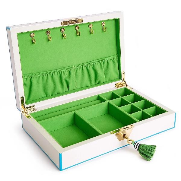 Jonathan Adler White & Turquoise Jewelry Box
