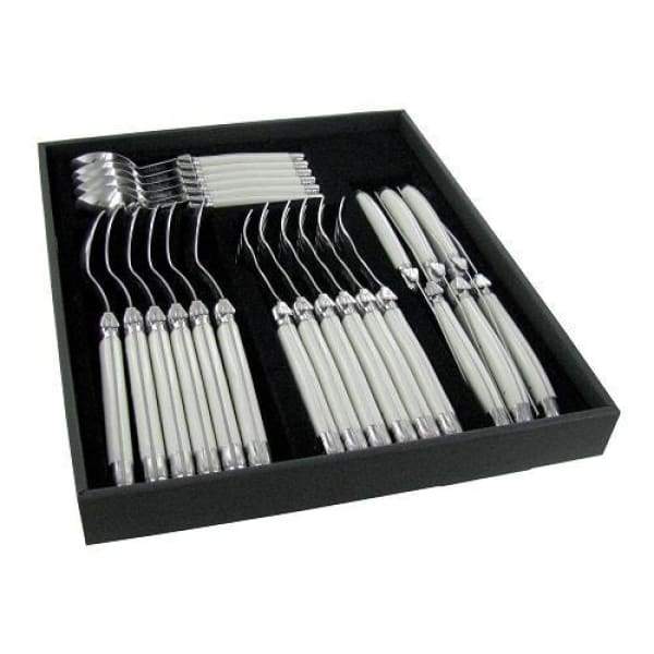 Laguiole by Andre Verdier 24pc White Flatware Set - Boutique Marie Dumas