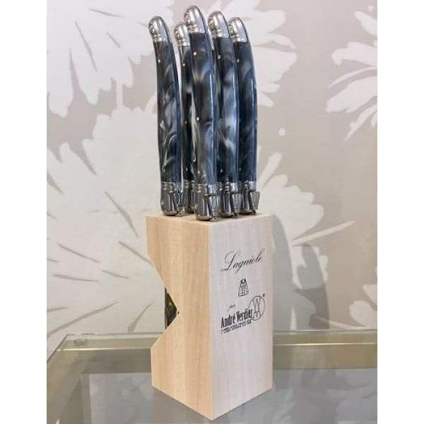 Laguiole by Andre Verdier Marbled Grey Steak Knives - Boutique Marie Dumas