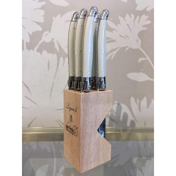 Laguiole by Andre Verdier White Steak Knives - Boutique Marie Dumas