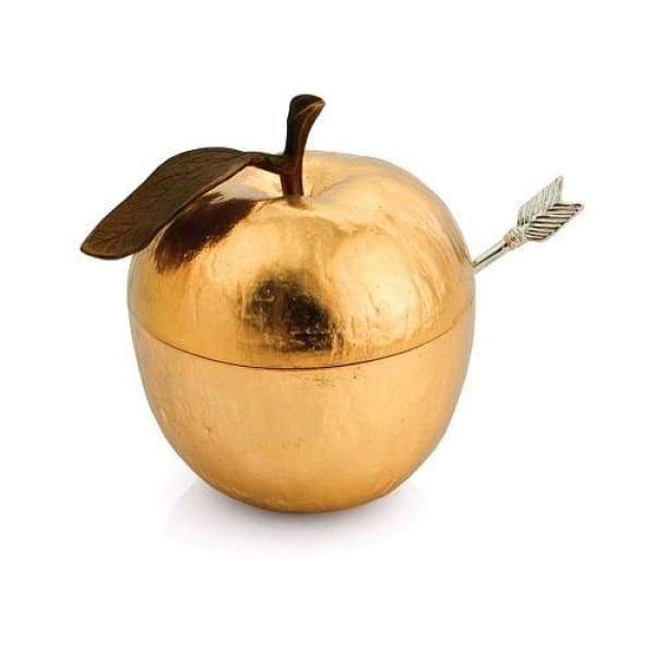 Michael Aram Apple Honey Pot W/ Spoon Goldtone - Boutique Marie Dumas