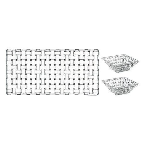 Nachtmann Bossa Nova Rectangular Plate &amp; 2 Square Bowls, S/3 - Boutique Marie Dumas