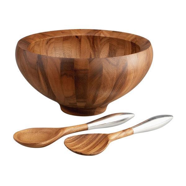 Nambe Yaro Salad Bowl with Servers - Boutique Marie Dumas