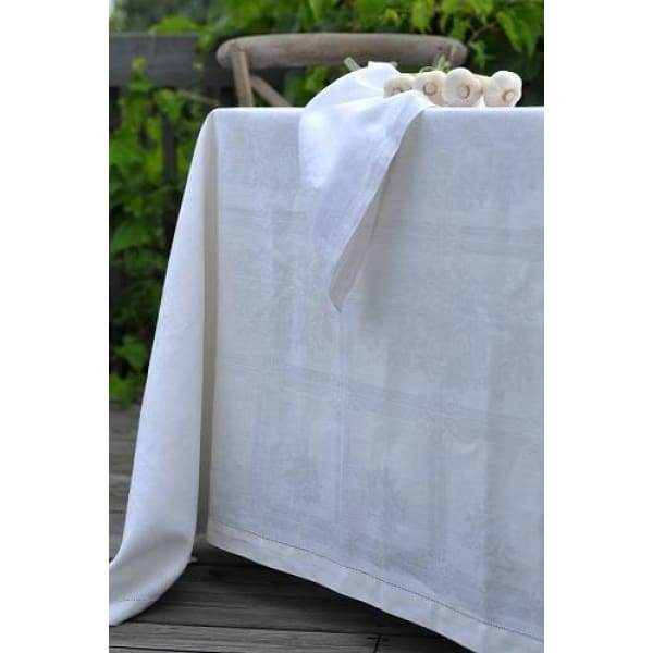 Natalie White 67" x 110" Linen Tablecloth - Boutique Marie Dumas