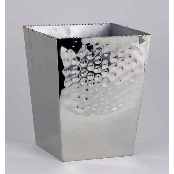 Nickel and Gold Bead Square Wastebasket