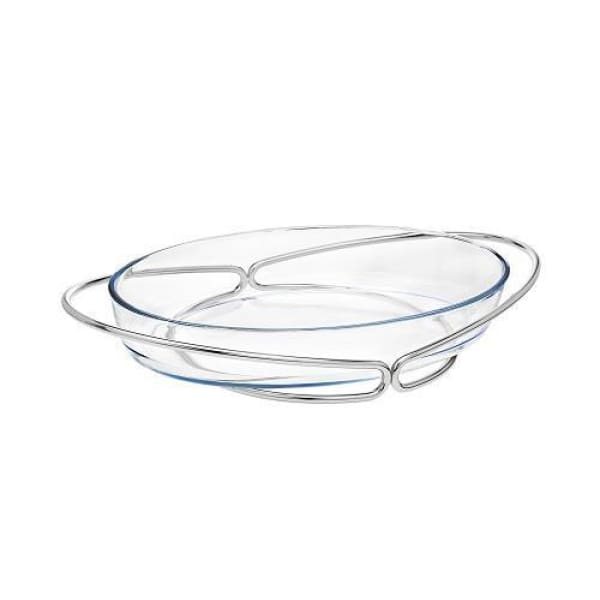 Oval Glass Baking Dish - Nickel