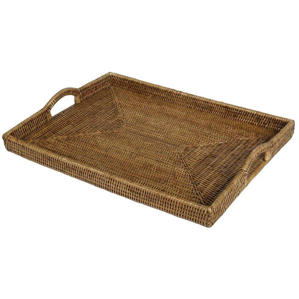 Rattan Rectangular Dark Natural Tray