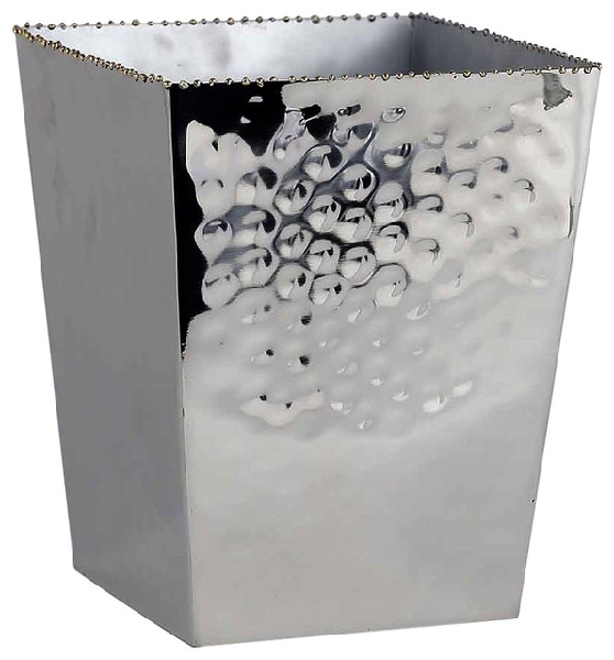 Nickel and Gold Bead Square Wastebasket