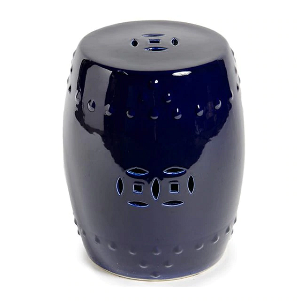 Deep Blue Ceramic Stool