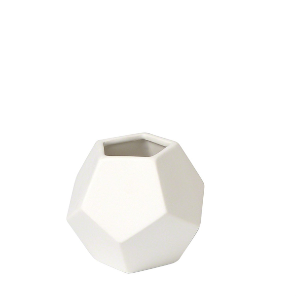 Faceted Small Matte White Vase