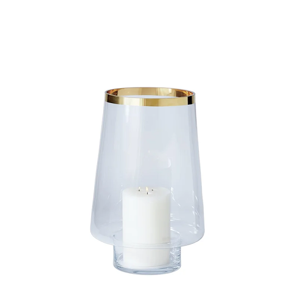 Small Clear Hurricane with Gold Stripe