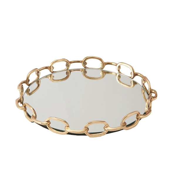 Linked Mirrored Tray Brass - Large