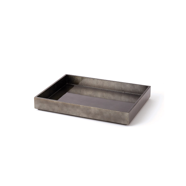 Small Rectangular Lacquered Metallic Grey Tray
