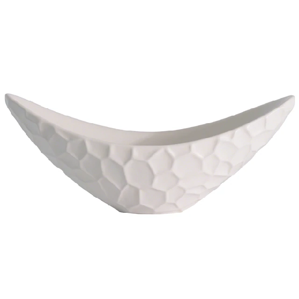 Long Matte White Honeycomb Bowl