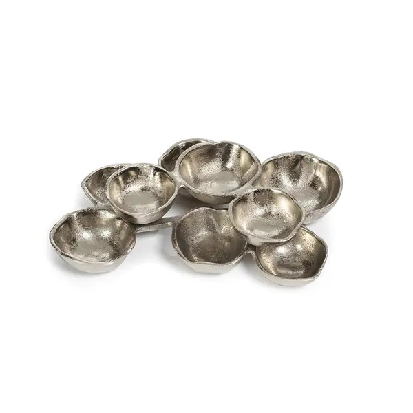 Large Nickel 9 Compartment Serving Dish