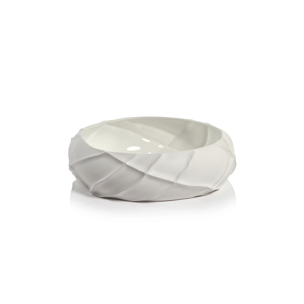 White Large Ridged Bowl