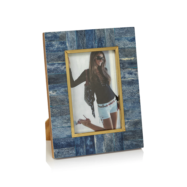 Blue Bone with Brass 5 x 7 Picture Frame
