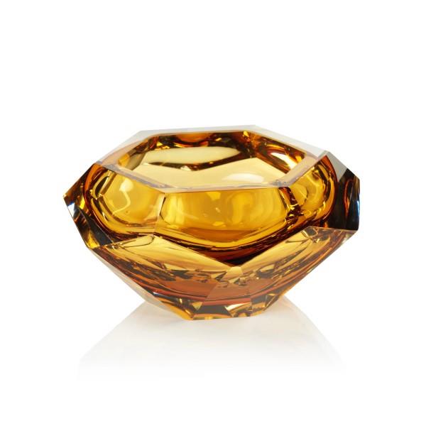Amber Cut Glass Bowl 