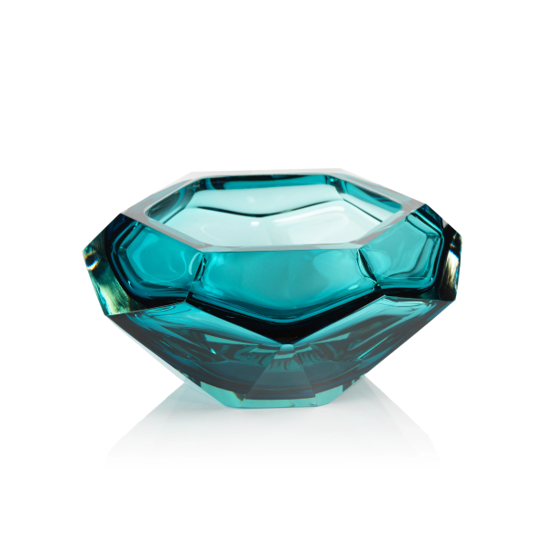 Sea Blue Cut Glass Bowl