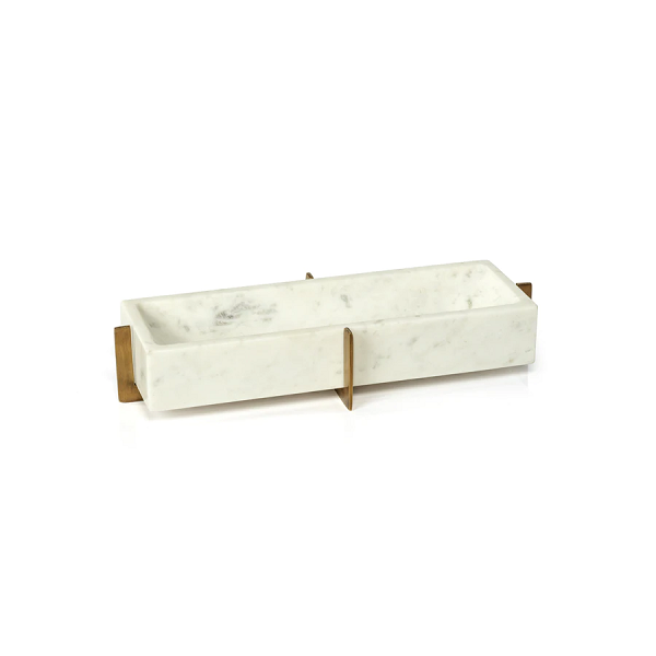 Nero Marble Tray with Metal Base