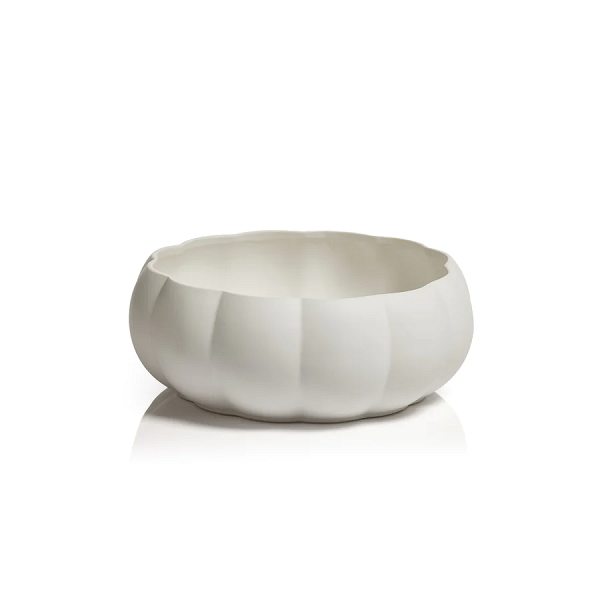 Medium White Scalloped Ceramic Bowl