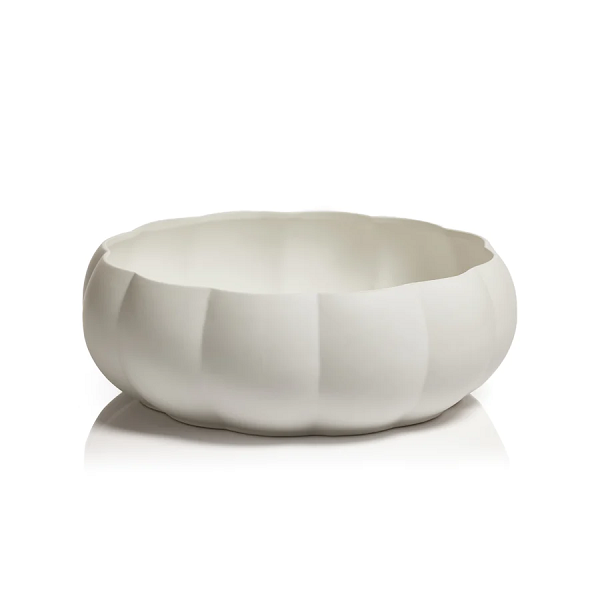Large White Scalloped Ceramic Bowl