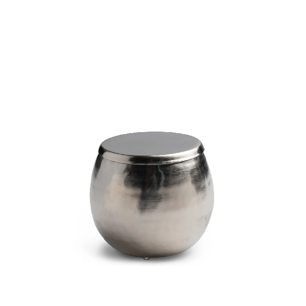 Pot à coton en laiton argenté