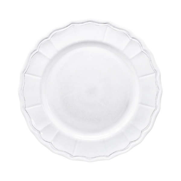 Scalloped White Melamine Dinner Plate