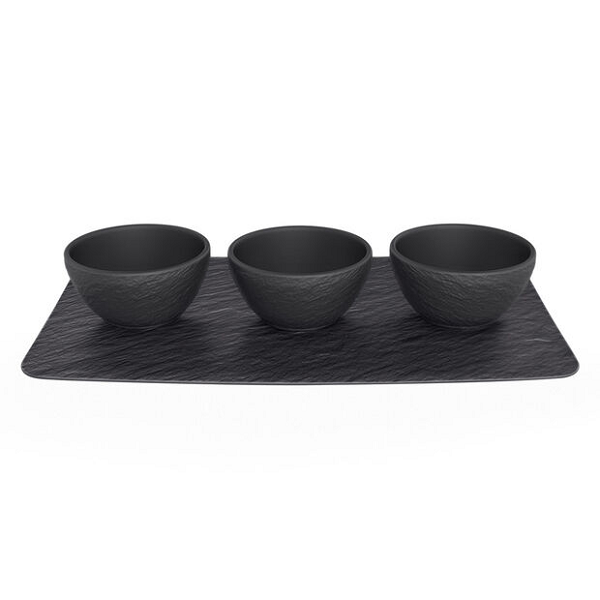 Villeroy & Boch Black Rock Tray with Dip Bowls