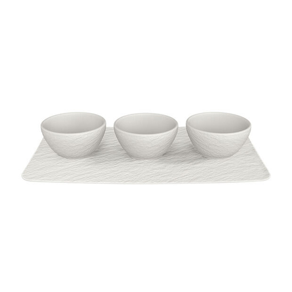 Villeroy &amp; Boch White Rock Tray with Dip Bowls