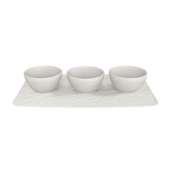 Villeroy & Boch White Rock Tray with Dip Bowls