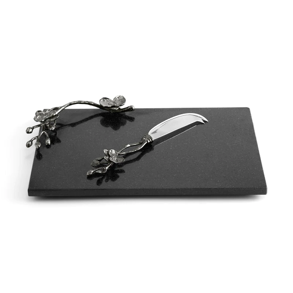 Michael Aram Small Black Orchid Cheese Board With Knife