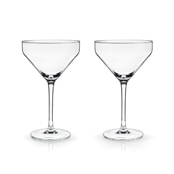 Angled Set of 2 Martini Glasses