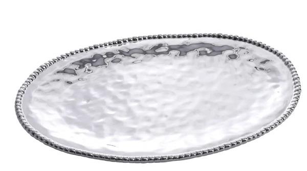 Porcelain Large Oval Platter - Silver