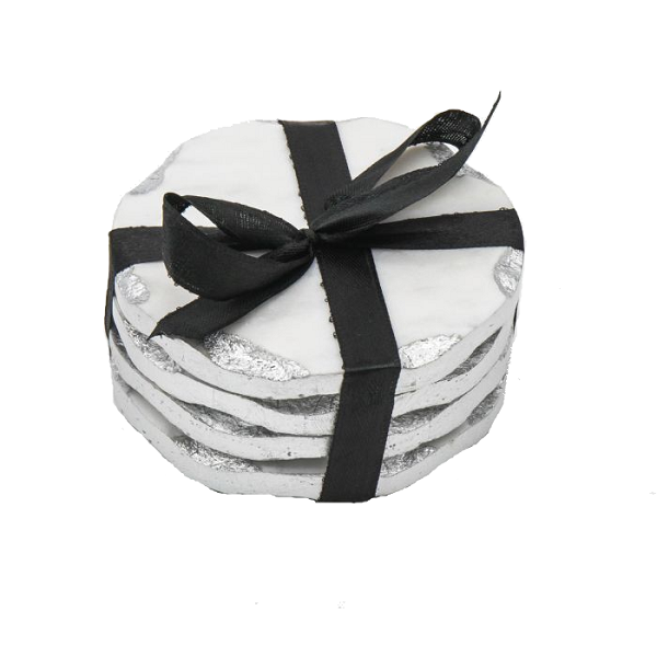 Silver Edge Coasters - Set of 4