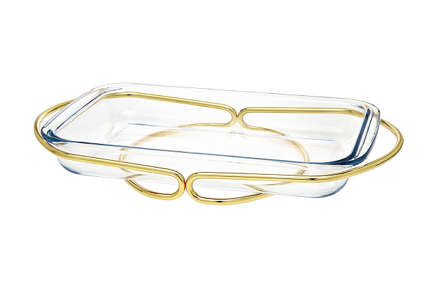 Rectangular Glass Gold Baking Dish