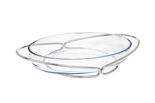 Oval Glass Baking Dish - Nickel