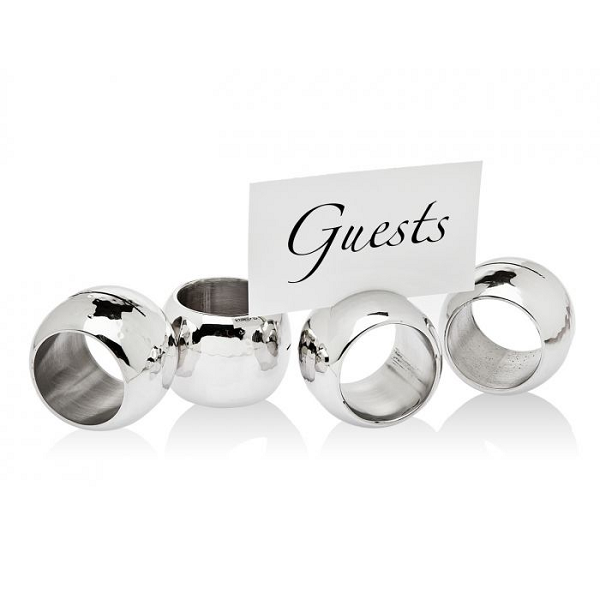 Napkin Ring with Card Holder - Set of 4