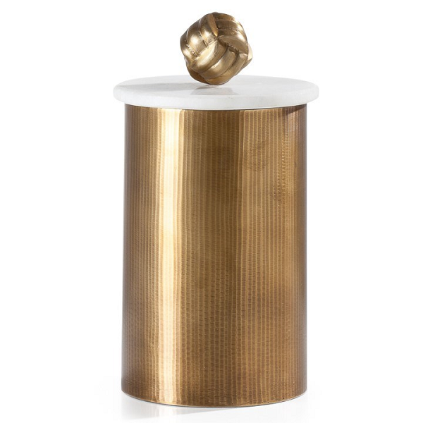 Large Brass Canister with Marble Lid
