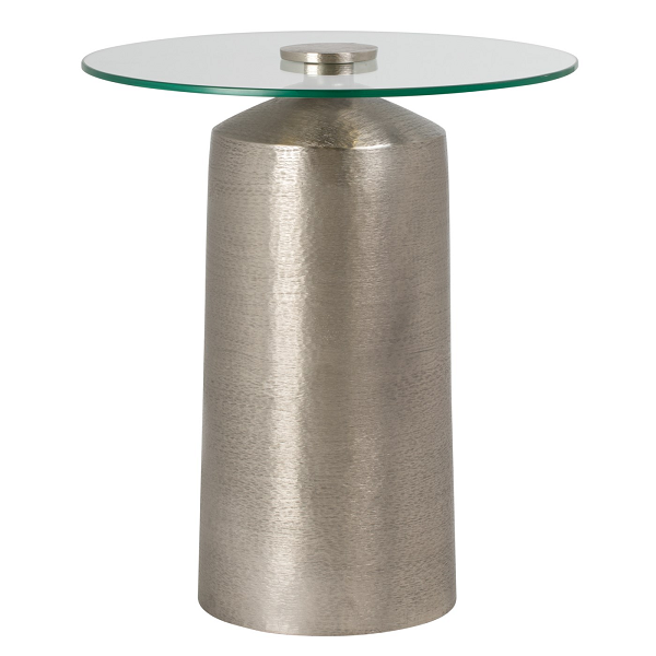 Aluminum Base Side Table with Glass Top