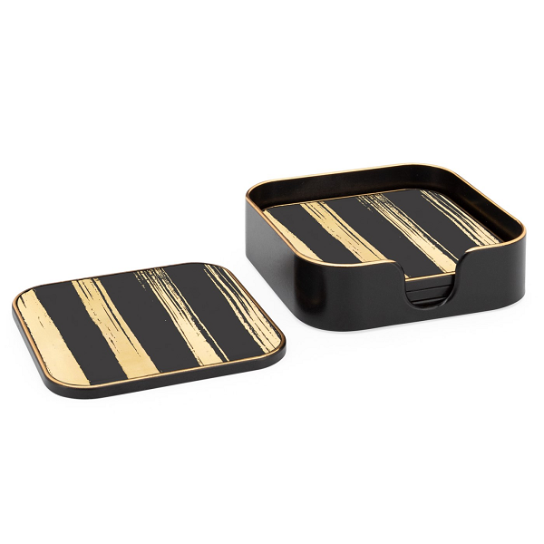 Gold Striped Coasters - Set of Four