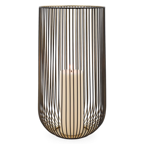 Large Ribbed Black and Gold Hurricane